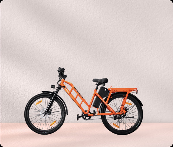 Motovolt M7 electric bike in orange on mega menu